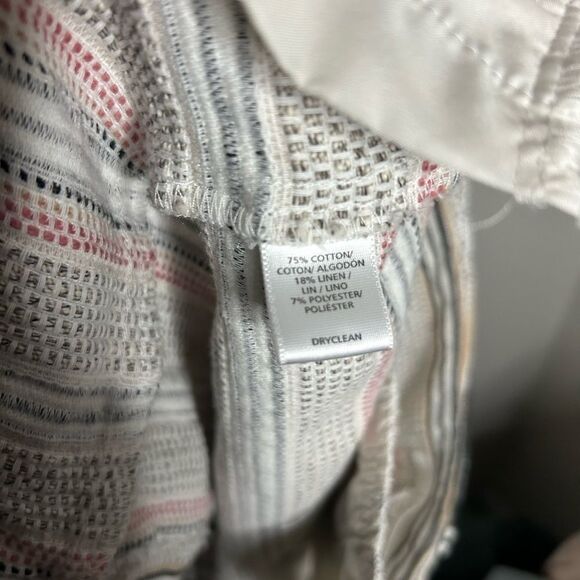 Loft Cotton Linen Blend Stripe Textured Shorts Size 10 - Picture 9 of 12